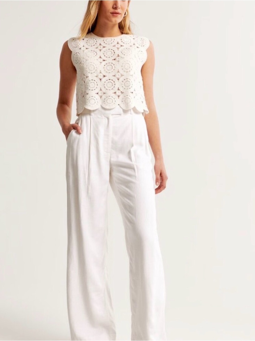 Abercrombie & Fitch Harper Women’s Wide-Leg Linen Blend Pants - White Sz 10/30